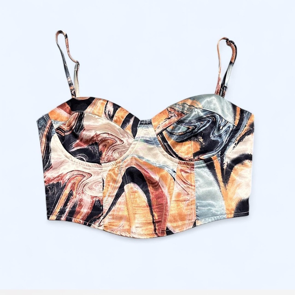 Kendall & Kylie Multicolor Corset Bustier Sleeveless Top